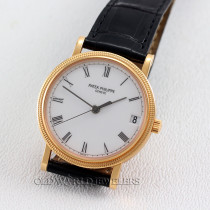 Patek Calatrava Ref 3802.200R 18K Rose Gold Hobnail Bezel White